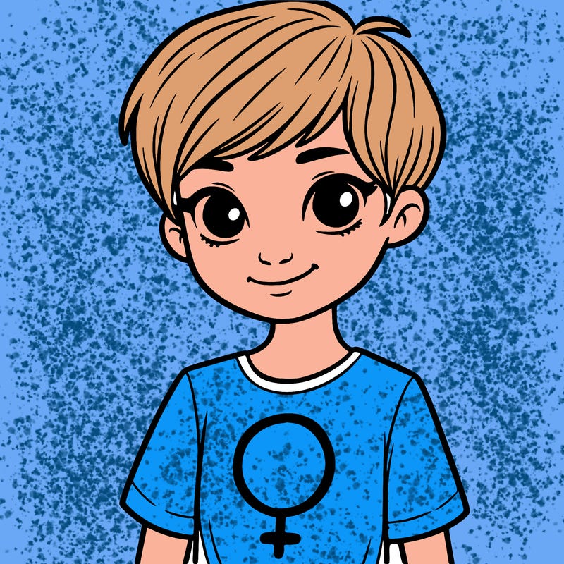 girl with pixie cut and feminist shirt