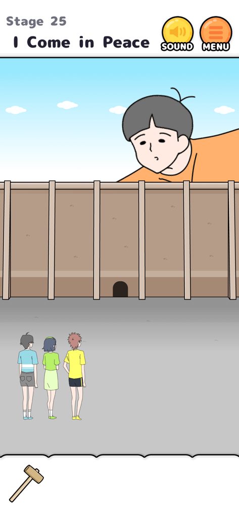 Tall Boy mirando por encima de un muro alto en una etapa de puzle.