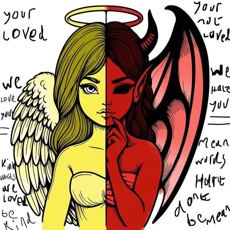 realistic angel half demon