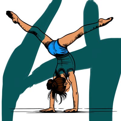 realistic gymnastic hand stand girl in four splits