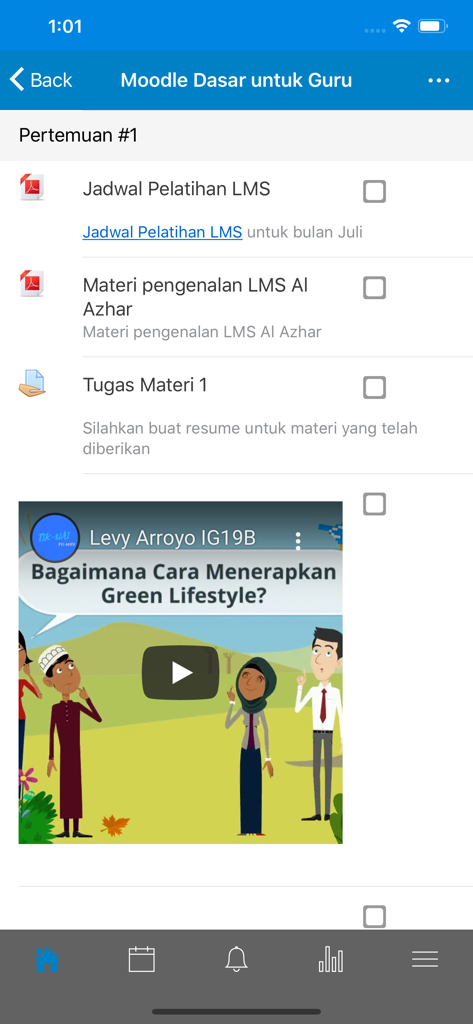LMS Al Azhar - LMS Al Azhar app interface showing digital classroom materials and video learning content