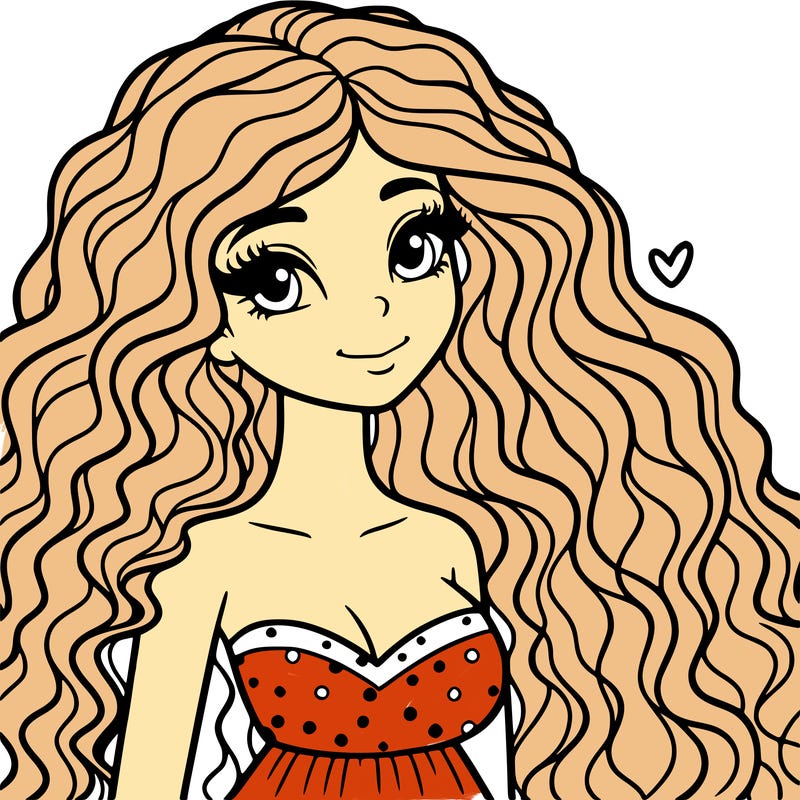 lady with long and big curly hair