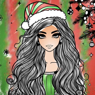 christmas fashionable female model and long hair