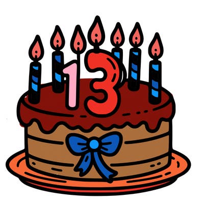 birthday cake with 13 candles