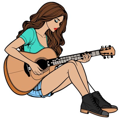 realistic woman play guitar