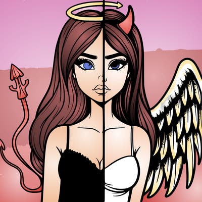 devil vs angel realistic girl