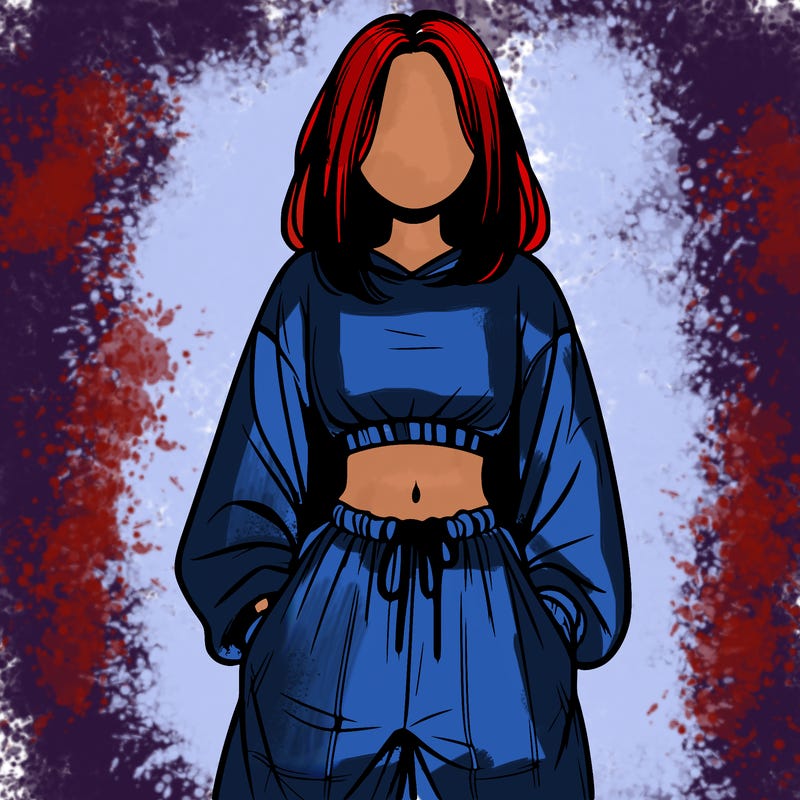 realistic girl faceless with baggy pants and a crop top