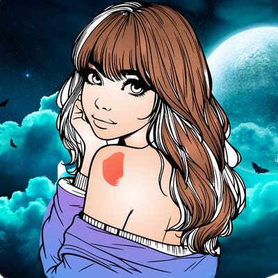 realistic girl with bangs looking over her shoulder