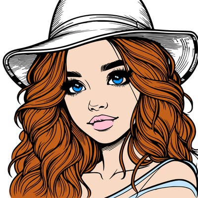 realistic girl with hat