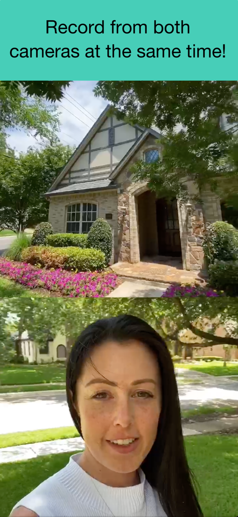 DUBL Pro - A split-screen video recording showing a real estate agent and a house tour simultaneously using DUBL Pro