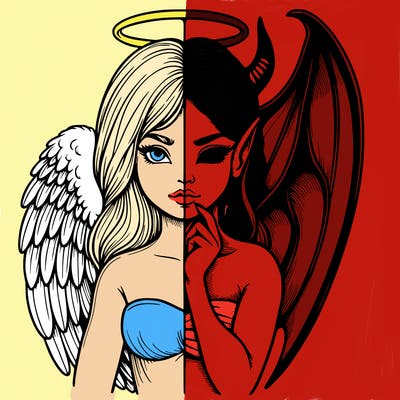 realistic angel half demon