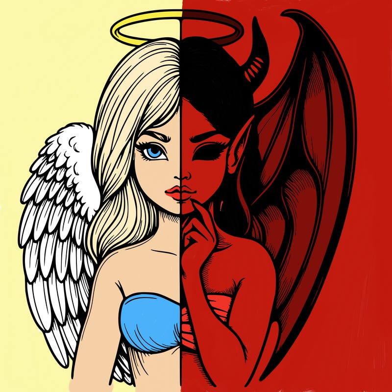 realistic angel half demon