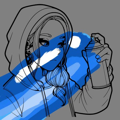 a realistic girl, spray painting