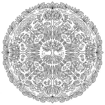 Immerse yourself in the symmetrical beauty of this intricate Mangrove Forest Mandala. This detailed coloring page combines the vital wonders of coastal wetlands with the calming art of mandalas for a unique creative experience.