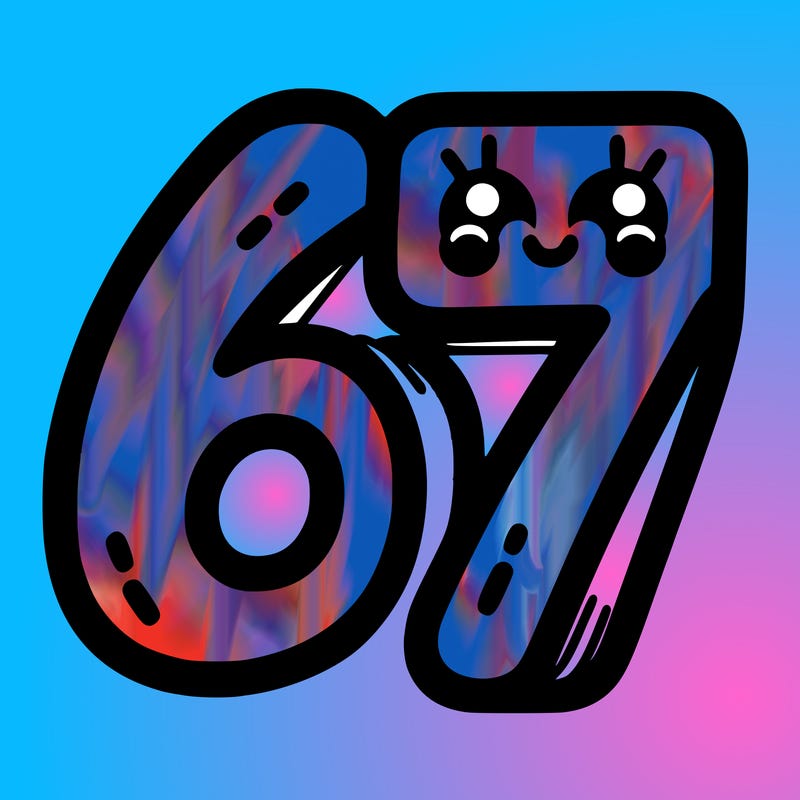 the numbers 67