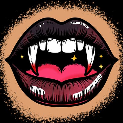 lips with vampire teeth