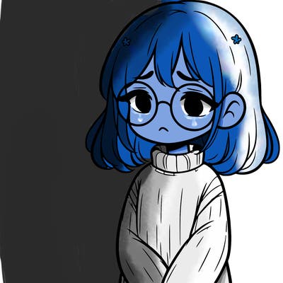 sad girl with glasses in a sweater