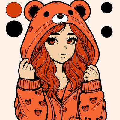 realistic girl in a animal pjs hoodie