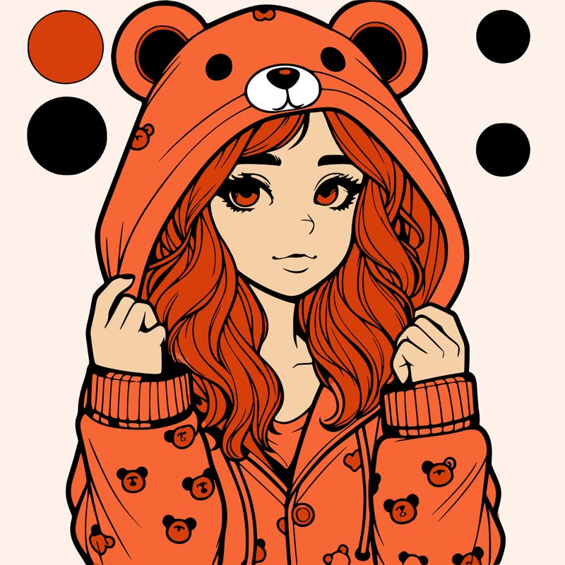 realistic girl in a animal pjs hoodie