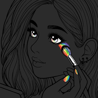 a realistic girl doing her makeup