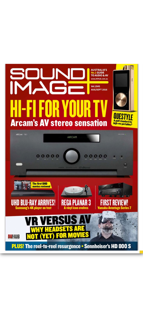 「サウンド・アンド・イメージ」誌の表紙。ハイエンドホームオーディオ機器と「テレビのためのハイファイ」という見出しが掲載されています。