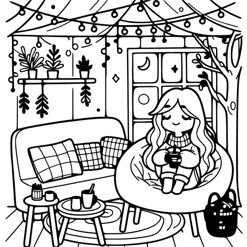 girl in a cozy hangout spot