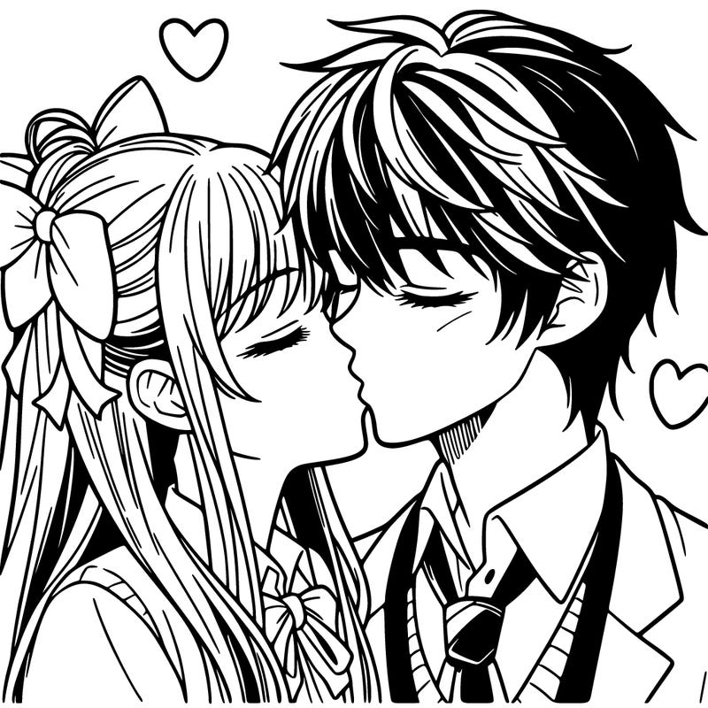 boyfriend and girlfriend are kissing anime