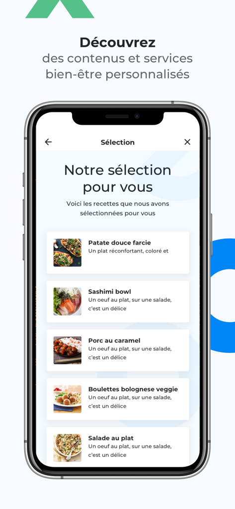 Bimpli - Bimpli app screen displaying a selection of personalized wellness recipes for employees
