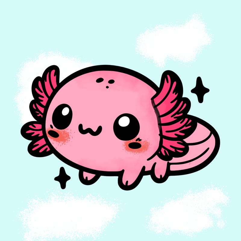 cute easy baby axolotl