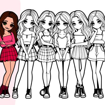 a group of girls realistic