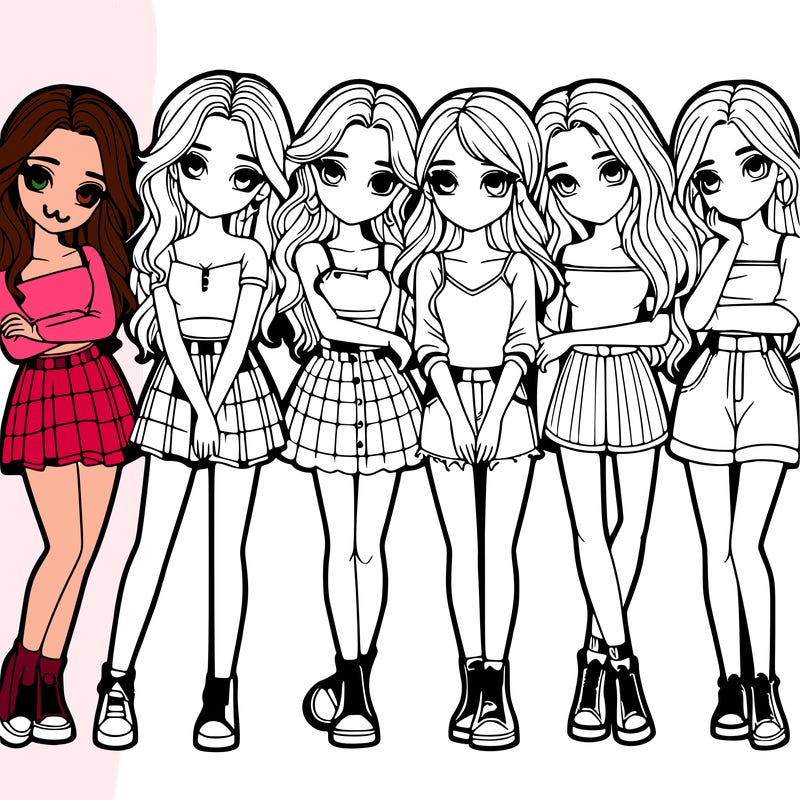 a group of girls realistic