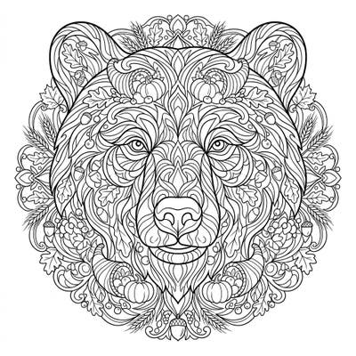Discover the beauty of autumn with our unique Bear Mandala Thanksgiving coloring page. This intricate design blends the strength of a bear with the bounty of the harvest, offering a wonderfully relaxing coloring experience.