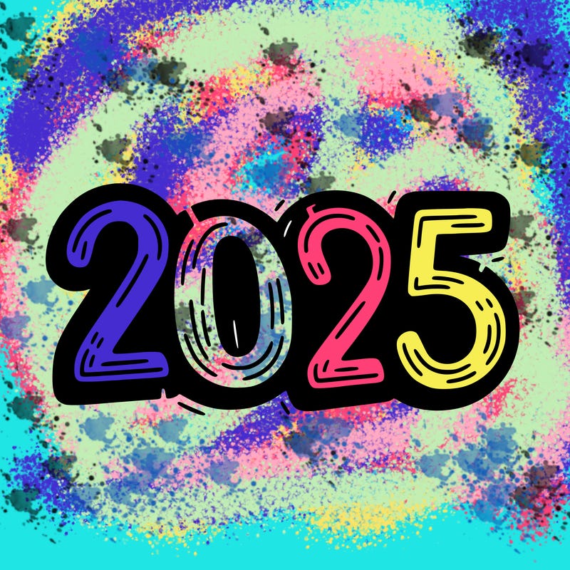 one line scrawled numbers sketch design “2025”