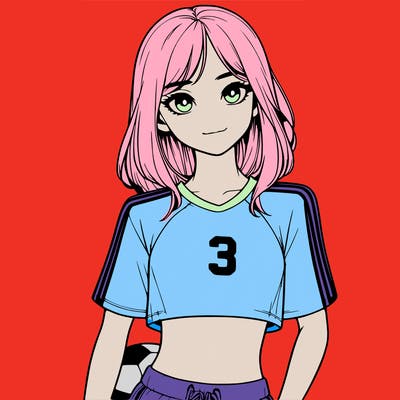 realistic girl wearing soccer jersey