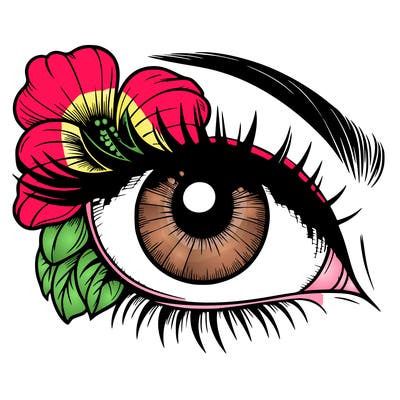realistic eye with flower