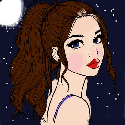 realistic pretty girl with high pony tail