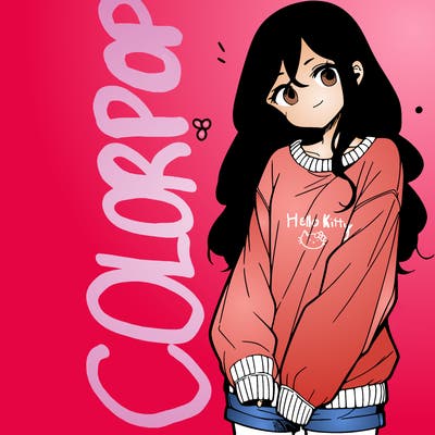 manga teen girl  in a sweater and baggy pants