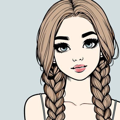 realistic girl with braids
