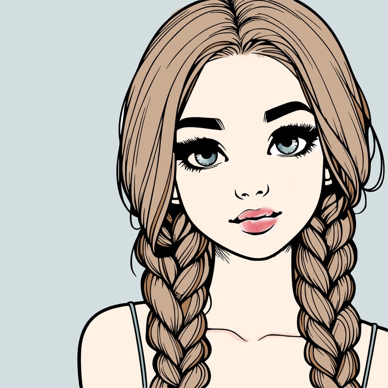 realistic girl with braids