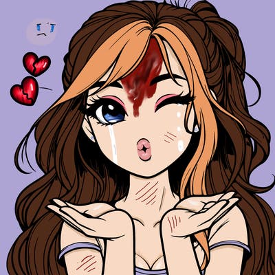 realistic girl winking and blowing a kiss while making heart hands