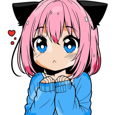 shy anime catgirl