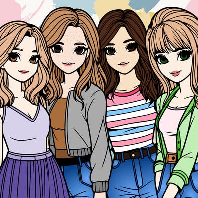a group of girls realistic