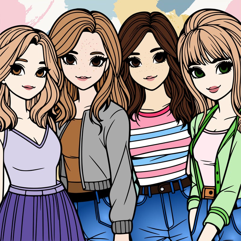 a group of girls realistic