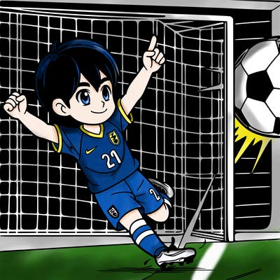 yoichi isagi scoring a goal