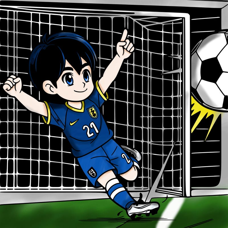 yoichi isagi scoring a goal