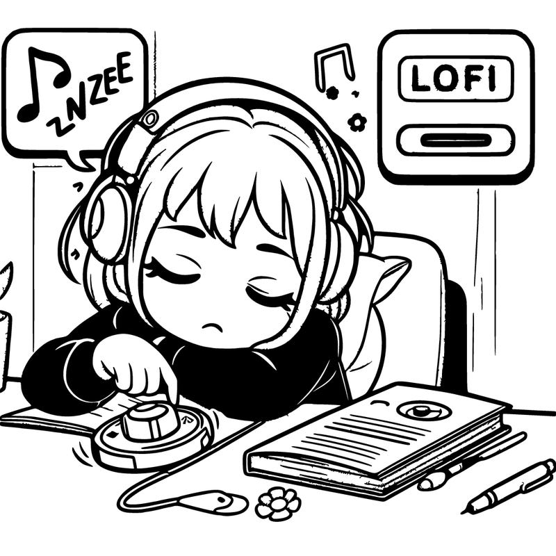 hit the snooze a girl so tried but listening to lofi studying