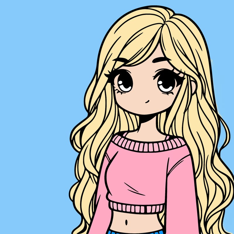 girl with long hair and a crop top with a sweater