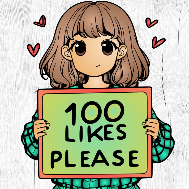a girl holding a sign saying 100 likes please