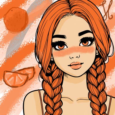 realistic girl with braids