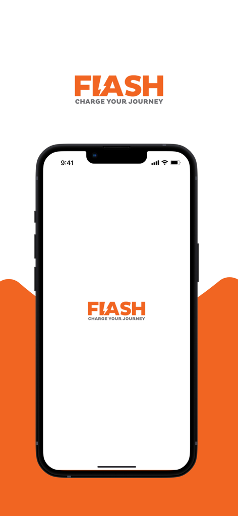 Flash EV Charge - Flash EV Charge app splash screen showing the logo on a smartphone